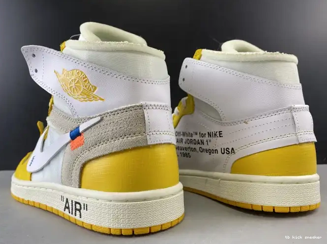 Reps TBK x Powder Air White Yellow-Cone Dark 1 NRG AQ0818-149 Off-White Jordan 0405